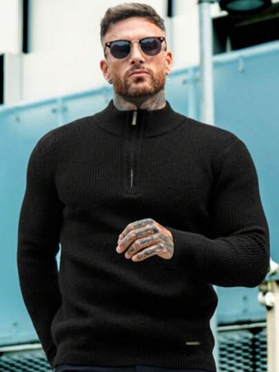 بلوزات رجالية مصنوعة من الأقمشة المحبوكة، بلوفر كاجوال بأكمام طويلة