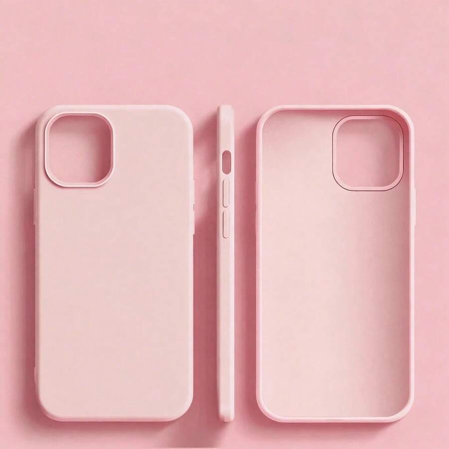 Funda de teléfono de silicona líquida - Lila púrpura, antiamarillamiento y suave protección, compatible con iPhone, resistente al agua, a los golpes, a las caídas y a los arañazos - Rosa - Ver 1