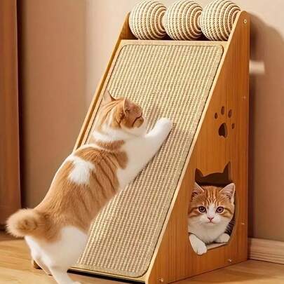 1 st klösplatta i sisal med kardborreband, en hållbar, reptålig, väggmonterad klösplatta för katter, lämplig för soffor, bordsben, sängar, väggar med mera. Perfekt för kattälskare.