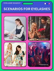 600/570/300/290/270片装个人假睫毛套装，D型卷度10-16mm混合DIY假睫毛套装，自然逼真，柔软顺滑，浓密耐用，包含胶水、封层剂、镊子，适合初学者，日常、派对、音乐节等场合。 - 彩色 - 查看 10