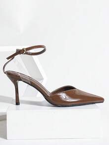 Women's Minimalist Pointed Toe Criss-Cross Strap Stiletto High Heel Sandals, Fashionable Sexy Nude Color High Heel Pumps, Suitable For Summer Outdoor, Party, Wedding, Anniversary, Valentine's Day