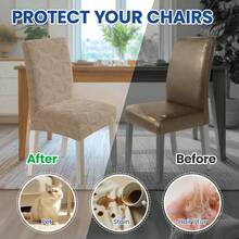 YSTYLE Chair Covers With Backrest 2/4/6 Pieces, Stretch Chair Covers, Living Room Kitchen Chair Covers, Universal Cat Scratch-Resistant Chair Cover, Modern Stain-Resistant Chair Cover - Khaki - View 6