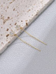 ELSEDES 1 Pair Fashionable Minimalist S925 Sterling Silver Inlaid Sparkling Star Gemstone Earrings, Highlighting Stylish Charm, Quality Jewelry, Suitable For Women's Daily And Party Outfits - Gold - View 4