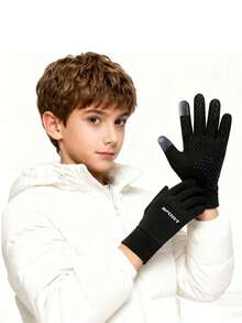 1 Paar Winterhandschuhe mit vollen Fingern für Jungen, perfekt für den Schulweg, Autofahren, Laufen oder Radfahren im Herbst und Winter. Einfaches Design mit geometrischen Mustern. Winterhandschuhe, perfekt als Weihnachts- und Neujahrgeschenk.