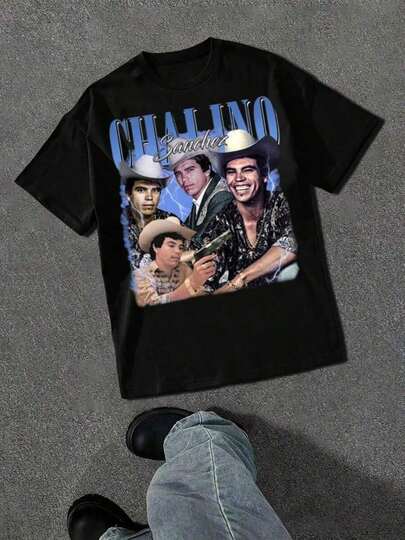 Camiseta Chalino Sanchez,Camiseta casual estampada de manga corta y cuello redondo, 100 % algodón