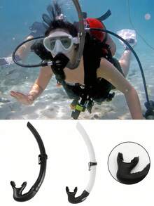 1支干式呼吸管，适用于浮潜、水肺潜水、自由潜水、游泳、潜水面罩和呼吸管，黑/白成人水下呼吸管潜水游泳配件