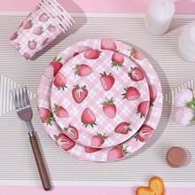10/20/30pcs,Strawberry Birthday Party Plates And Cups Decoration Summer Watercolor Fruit Tableware Plates Cups For Wedding Berry First Birthday Themed Baby Shower Party Supplies, Disposable 9'' 7'' Paper Plates 9 Oz Cups Cutlery Dinnerware For 1st Birthday