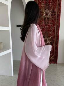 1 Piece Of Fashionable Simple Tie-Dye Wrinkle Print Gradient Women's Solid Color Middle Eastern Clothing Long Skirt Fashionable And Elegant Cardigan Dress Robe Abaya Suitable For Daily Festivals