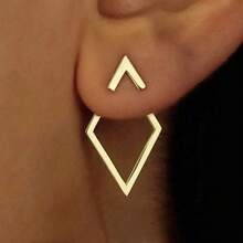 Geometric Triangle Earrings, Minimalist Jewelry, 18k Gold Plated, 925 Silver - 金色 - 查看 4