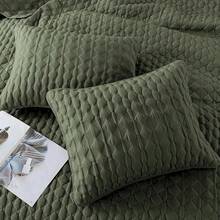 Blue Quilt King Size Bedding Sets With 2 Pillow Shams, Lightweight Soft Bedspread Coverlet, Quilted Blanket Thin Comforter Bed Cover All Season, 3 Pieces, 104x90 Inches, All - Season Bedding - 橄欖綠 - 查看 2