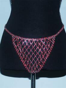 Rhinestone Mesh Sexy Thong Chain, Minimalist & Practical Multifunctional - Thong - View 6