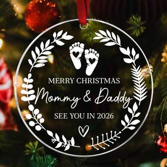2026 NEW Merry Christmas Mommy & Daddy 2026 Ornament - Expecting Baby Ornament Xmas Gifts Pregnancy Announcement For Husband Grandparents Family Aunt - Expecting Parents To Be Unique Party Favor Gifts Daddy To Be Gifts Mother To Be Gifts