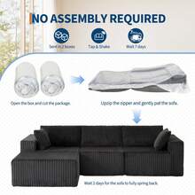 108inch Modular Sectional Sofa, Corduroy Sponge Compression Sofa With Deep Seat, Comfy Memory Foam Sofa For Living Room Bedroom, No Assembly Required(Ship In 2 Boxes) - Dark Grey - View 7