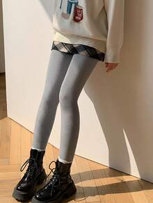 女士加厚保暖连裤袜，竖条纹设计，高弹羊毛混纺面料，修身显瘦，秋冬季休闲、办公、居家穿着保暖舒适