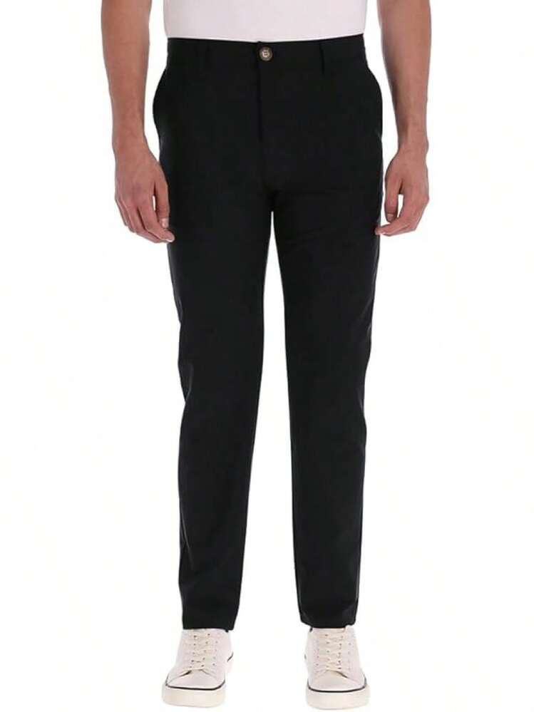 Men's Chino Golf Pants, Modern, Stretchy And Versatile, Slim Stretch Fit With Side And Back Pockets. - Black - View 10