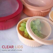 带盖备料碗 - 宽而深的嵌套式塑料小搅拌碗套装，带盖，8 件套