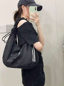 Adidas Originals Women's Plus Size Logo Nylon Cloud Wristlet Pouch Crossbody Shoulder Bag JP0146 - Black - View 6