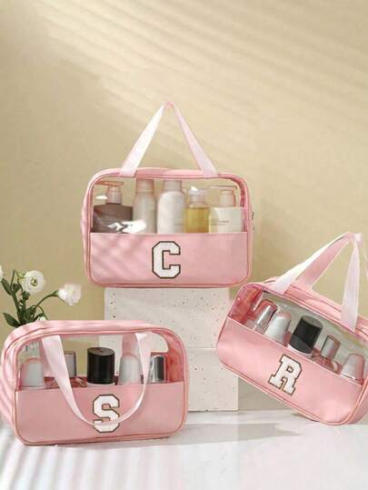1 حقيبة أدوات تجميل شفافة من البي في سي للأدوات والرسائل، حقيبة مقاومة للماء محمولة بسحاب من الشينيل، منظم مستحضرات التجميل بشكل أولي، حقيبة أدوات تجميل للسفر للنساء للحمام، هدية لعيد الأم، حقيبة شاطئ، منظم مستلزمات الشاطئ، منشفة شاطئ، اكسسوارات شاطئ، مستلزمات عطلة