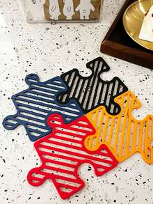 1pc Puzzle-Style Heat Insulation Mat, Interlocking Placemat, Heat Resistant Pad - Multicolor - View 8
