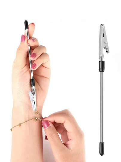 1PC Bracelet Assistant Tool Bracelet Tool Jewelry Assistant Hand Bracelet Assistant Jewelry Bracelet Necklace Watch Buckle Zipper Valentine's Day Gift 6.1-Inch, Gold, Silver And Rose Colors