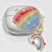 可爱彩虹笑脸吊坠，适用于 Redmi Buds 6 Lite 无线蓝牙耳机、Redmi Buds 5pro/6 Pro 蓝牙耳机保护套、Buds 5/6s/6/7s/Buds 6Play/4lite 保护壳，创意透明防摔少女风设计 - 彩虹笑臉+掛飾 - 查看 8