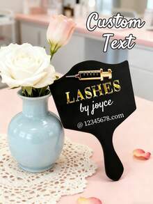 Customized 3D Acrylic Pipette-Shaped Logo Mirror, Acrylic Eyelash Technician Handheld Photo Prop, Eyelash Beauty, Personalized Eyelash Technician Logo, Handheld Eyebrow Mirror - Multicolor - View 3