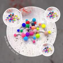 15pcs Rainbow Acrylic Ball Stainless Steel Navel Piercing, Hypoallergenic, Smooth Matte Finish, Popular In Europe, Middle East, Africa For Women, Suitable For Daily Wear And Events - Multicolor - View 6