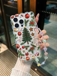 Weihnachtsbaum bemalt, geflochten, gewellter Rand, transparent, befestigtes Armband, flach, bedruckt, bunt, sturzsicher, süß, kompatibel mit iPhone 17/17 Pro/17 Pro Max/16/16 Pro/16 Pro Max/16 Plus/10, sturzsichere Hüllen, neue 14 Candy 15 Handyhülle, XS bemalt, 78P, europäisch und amerikanisch, XR bemalt, 78GES2, bedruckt, Max, kompatibel mit iPhone P15 Pro MXA, sturzsicher, P14, verdickt, P13, weiche Schale, P12, Komplettpaket, P11, sturzsichere kreative Handyhülle - Verschiedenfarbig - Übersicht 3