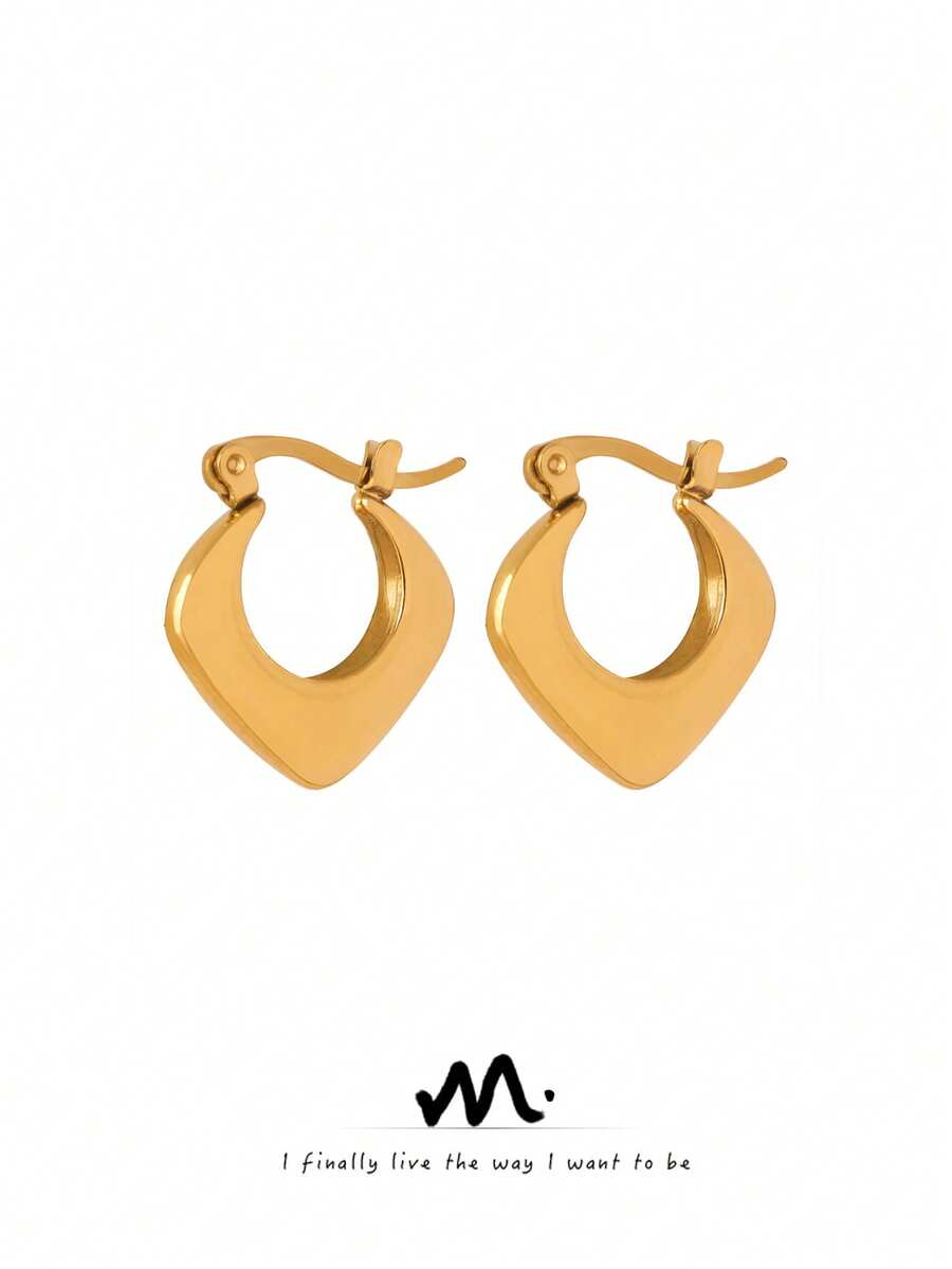 MiDuoDuo 1 pereche cercei stud din aur de 18K personalizați în formă de C, din oțel inoxidabil, cu linie răsucită, design de nișă, model geometric, pentru femei, purtare zilnică versatilă