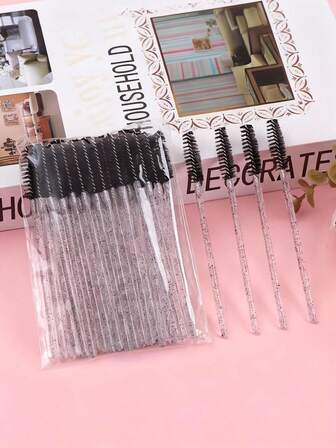 50/100 piezas Cepillos desechables de pestañas negros, varitas de rímel, herramientas de arreglo de cejas Spoolie, kit de maquillaje portátil para el hogar y viajes, set de brochas, kit de brochas de maquillaje, set completo de maquillaje, set de brochas de maquillaje, kit de maquillaje completo, set de brochas, set de brochas de maquillaje, set de regalo de maquillaje