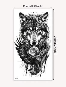 8 قطع وشم مؤقت واقعي لأسد وفهد وذئب، مناسب للبالغين، يمكن تغطية الندوب، مناسب للحفلات والسفر، يبدو أصيلًا وطويل الأمد - الأسود - مشاهدة 9