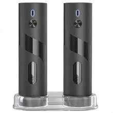 2pcs/Set Electric Salt And Pepper Grinder Set, USB Rechargeable With Warm LED Light, Adjustable Coarseness, Large Capacity Automatic Salt And Pepper Mill For Kitchen, Dining Room, Outdoor Use - Multicolor - View 24
