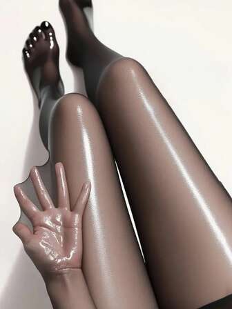[1 Pair Shiny Horse Oil Tights] Shiny Horse Oil Black Sexy Spicy Glossy Tights | 1 Pair Women's Black Base Oil Smooth Pantyhose | Thin Sexy Horse Oil Socks | Large Size Durable Reflective Plus Size Stockings Sexy Shiny Apricot Pantyhose For Casual Outfits