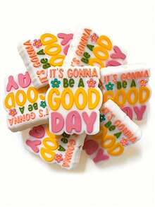 5-Pack "Today Must Be A Good Day" Silicone Beads - Perfect For DIY Jewelry, Keychains, And Crafts | Durable Rubber Beads For Creative Beading And Decoration - 5pcs-GoodDay - 查看 8