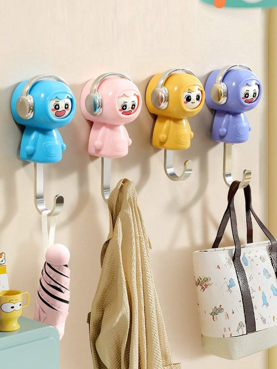 1pc Cartoon Cute Creative Adhesive Hook, Damage-Free Wall Hanging Hook ...