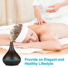 Bedroom Humidifier 500ml Aromatherapy Diffuser, Uniquely Shaped Wood Grain Essential Oil Diffuser, Cold Mist Humidifier USB Aromatherapy Diffuser, With Timer LED Light, Home And Office Humidifier (Dark Wood Grain). - 1PC - View 4