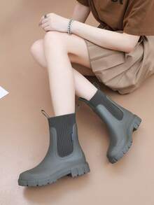 Women's Fashion Mid-Calf Rain Boots, Waterproof One-Piece Non-Slip Galoshes For Adults, Outdoor Wear
