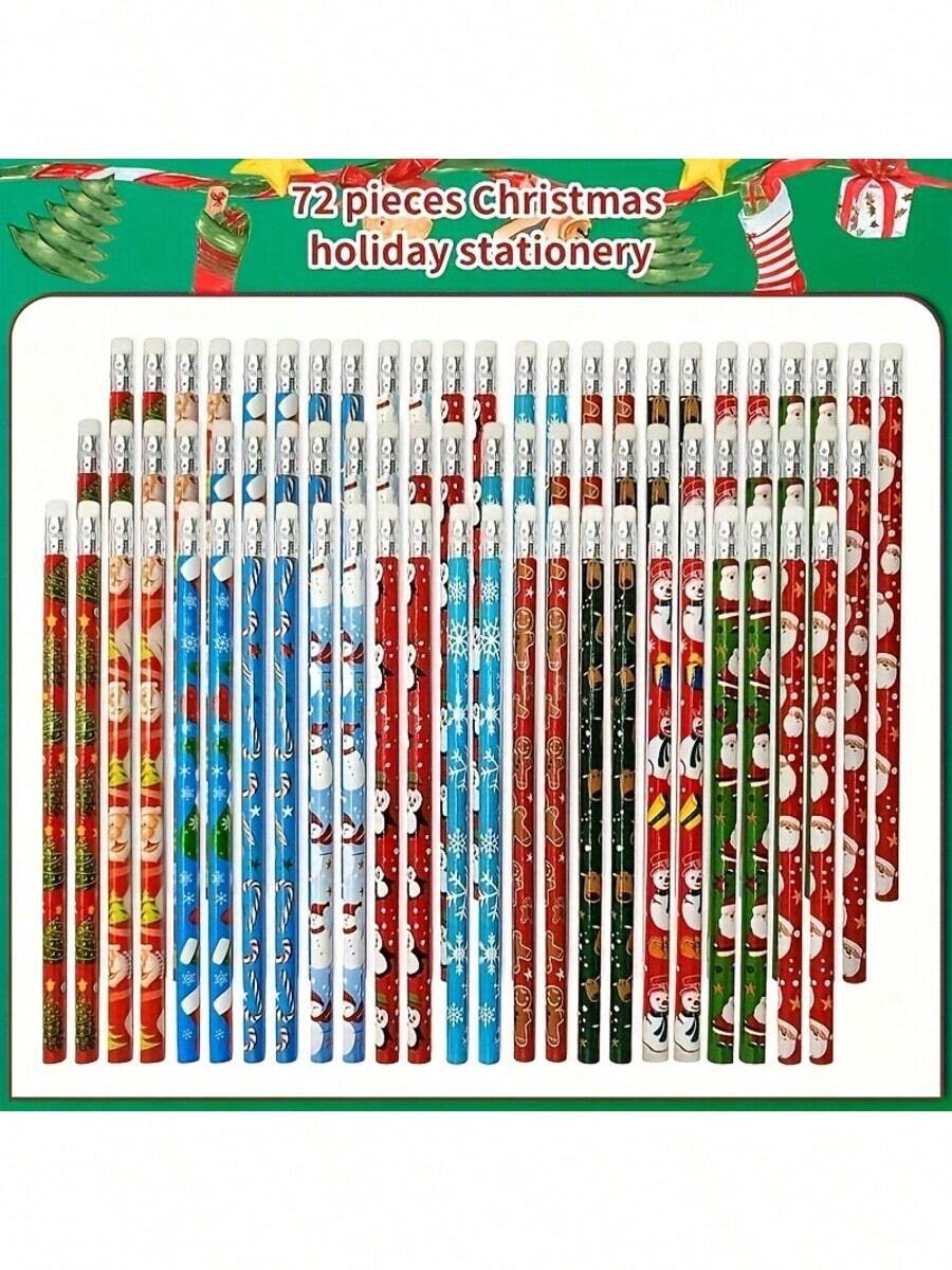 Christmas Style HB Pencil Custom Different Pattern On Pencil Body As Christmas Gifts For Student And ChildCartoon Cute High Value Christmas-Themed Wooden Stationery Pencil School Supplies Gift For Students - Multicolor - View 1