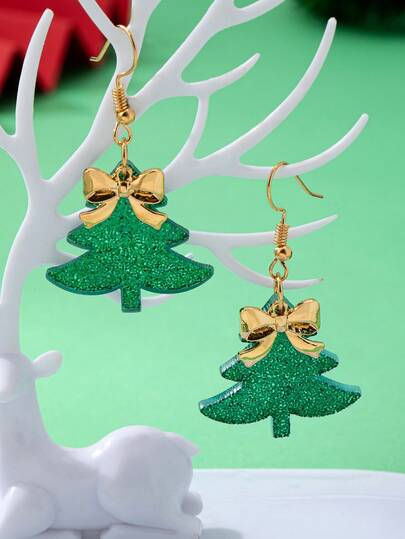 زوج من أقراط الأقواس والشجرة الملائمة للنساء، عيد الميلاد، هدية الحفلات