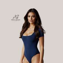 KIT WITH 2 SHORT SLEEVE BODYSUITS WITH ZIP AND DOUBLE LINING IN SUPLEX FABRIC - 藍/灰 - 查看 2