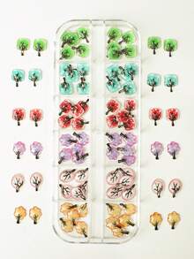 60pcs/Box Leaf Design Nail Art Decorations, Vintage Autumn Leaf Style, Suitable For