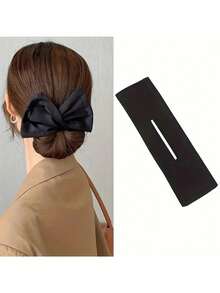 Haarband mit Schleifendesign – Französischer Lockenstab & rotierendes Haarstyling-Tool, 2 Farben (Rot/Schwarz) mit Blumenmuster, Haaraccessoire aus Polyester für Damen, einfaches Hochsteckfrisuren für Partys & Freizeitoutfits