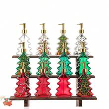 1 Pc Christmas Hand Soap Bottle, Festive Glass Pump Dispenser With Golden And Green Lid - Holiday Santa Claus Reindeer Snowman Designs, Portable Travel Shampoo & Body Wash Container For Decorations - Multicolor - View 9