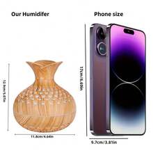 1pc Minimalist Floral Humidifier, 7-Color Hollow Creative Vase Shape, Light And Dark Wood Grain Colors, Suitable For Home, Bedroom, Living Room, Office, Car, USB Interface, Aromatherapy Mist Spray - Multicolor - View 3