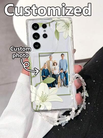 Funda de teléfono personalizable con borde ondulado de crema, pintada con brillo, resistente a caídas, con cubierta protectora gruesa y accesorio de pulsera con cuentas, compatible con iPhone 17pro/17Air /17/17promax 16/11/16pro/16plus/16promax/16e/15Promax/13/14/12/XS/XR/7G/8P, Galaxy S25/S25PLUS, 11/12Pro/12/12X/13Pro/14Pro/15Pro/, Redmi 10/9/Note9/12c/Note11pro/Note8Pro