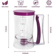Pancake Batter Dispenser, Kitchen Must Have Tool For Perfect Pancakes, Cupcake, Waffle, Cake & Crepe, Batter Separator Maker With Measuring Label, Easy Pour Baking Supplies For Griddle (Purple),Fast And Precise Batter Funnel - 預設 - 查看 7