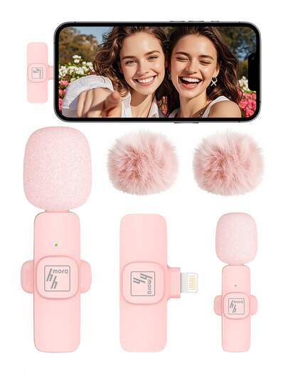 Micrófono lavalier inalámbrico profesional para smartphone Para Lightning,micrófono inalámbrico plug-and-play, micrófono de solapa para grabación de video, enseñanza, entrevistas, podcast, micrófono de condensador omnidireccional inalámbrico para Vlog