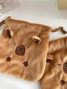 1 Stück süße Capybara Plüsch Bündel Tasche mit Kordelzug, kann Internetprominenz Delfin Schreibwaren aufheben, große Kapazität tragbare Aufbewahrungstasche