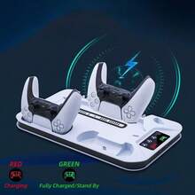 Game Console Vertical Cooling Stand With Dual Controller Charging Station, 3-Speed ​​Adjustable Fan For Enhanced Airflow, Compatible With  UHD And Digital Edition Consoles. - White - View 4