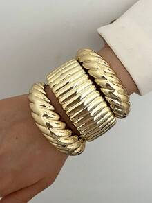 6/3pcs Set Vintage Exaggerated Luxurious Gold Resin Bangle Bracelet Set, Suitable For Women's Daily, Party, Date, Wedding, Festival Wear, Stackable, Perfect Gift